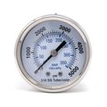 Pic Gauges Gauge, 2.5", 0/5000psi, 1/4"CBM, SS PRO-302D-254R-01